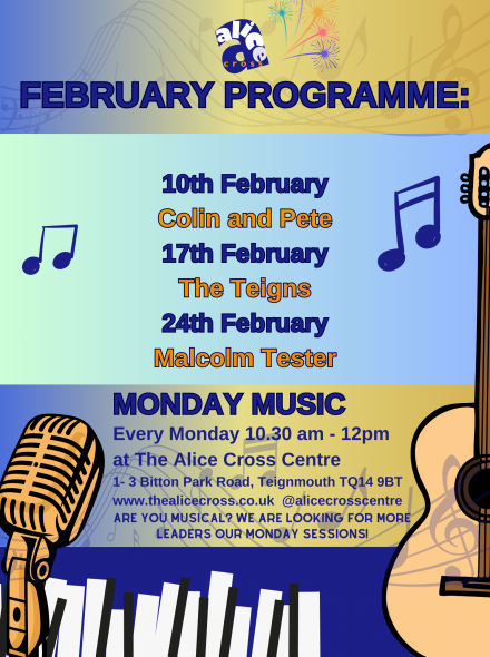 Music Monday at the Alice Cross Centre poster